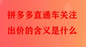 拼多多直通車(chē)關(guān)注出價(jià)的含義是什么